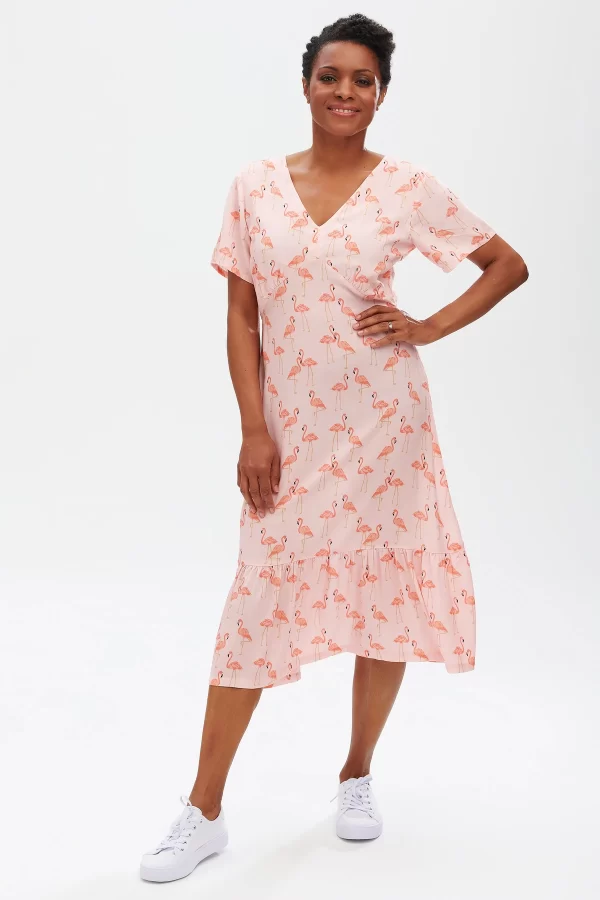 Mika dress - light pink, flamingo flock