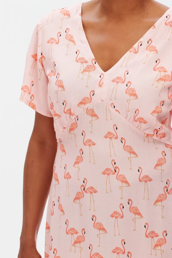 Mika dress - light pink, flamingo flock