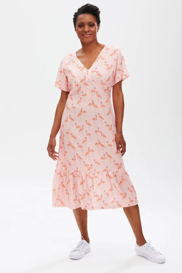 Mika dress - light pink, flamingo flock