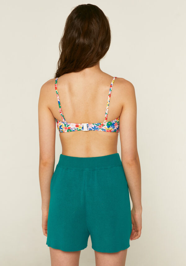 Multicoloured floral print bandeau bikini top