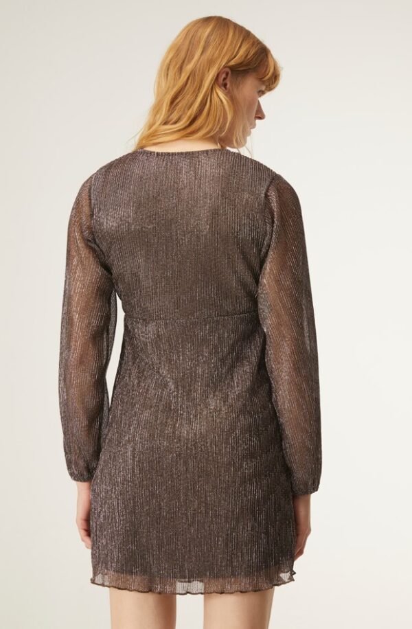 V-neck metallic dress grey