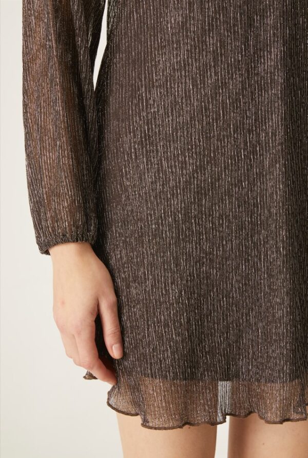 V-neck metallic dress grey