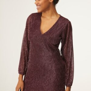 V-neck metallic dress pink