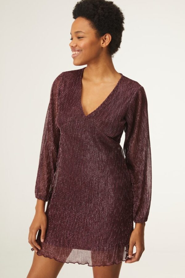 V-neck metallic dress pink