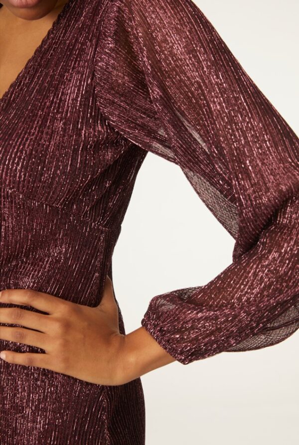 V-neck metallic dress pink