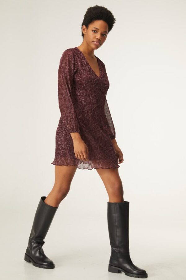 V-neck metallic dress pink