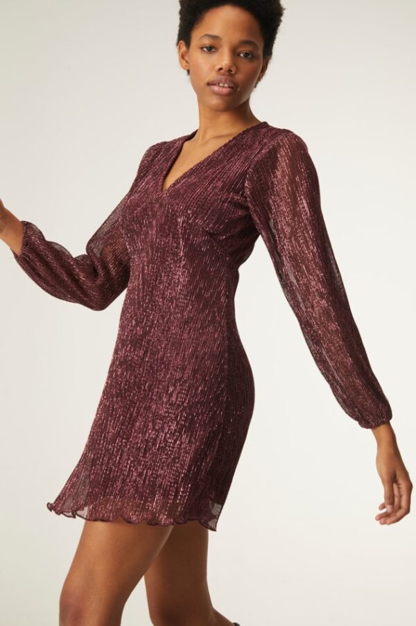 V-neck metallic dress pink