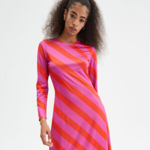 Flared-cut midi dress with stripe print