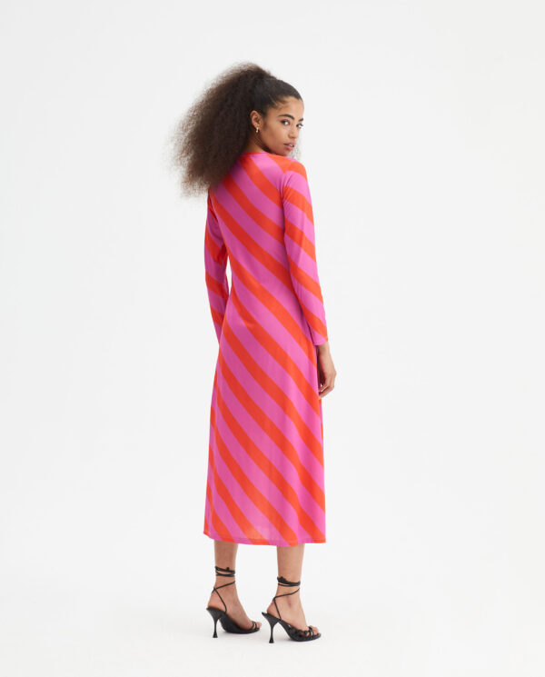 Flared-cut midi dress with stripe print