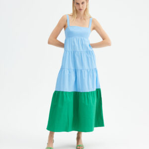 Two tone midi lightweight dress with straps