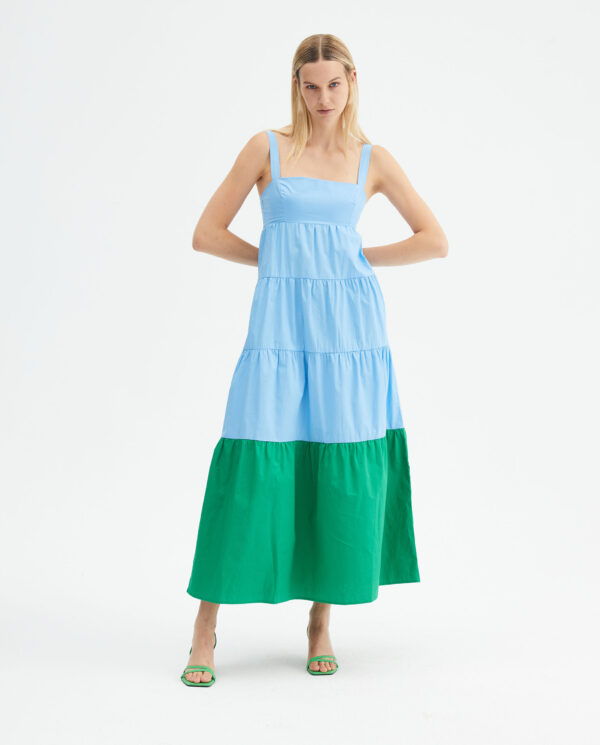 Two tone midi lightweight dress with straps