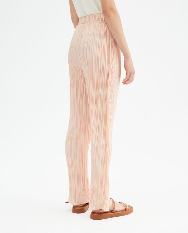 Pink straight-cut mid-rise gathered trousers