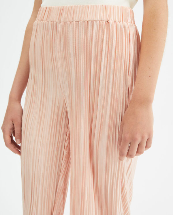 Pink straight-cut mid-rise gathered trousers