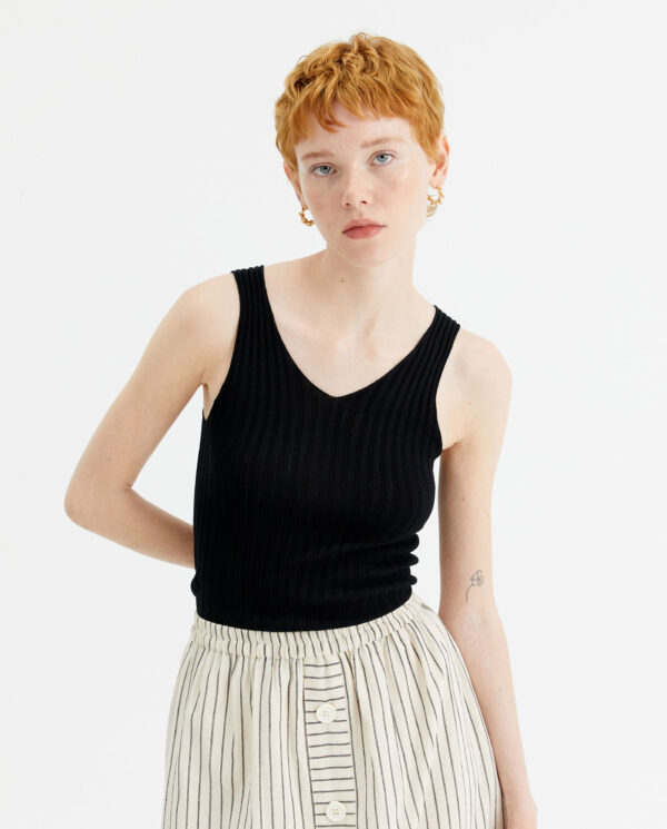Bacik strappy ribbed knit top