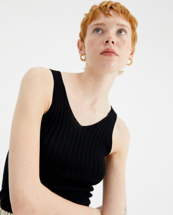 Bacik strappy ribbed knit top