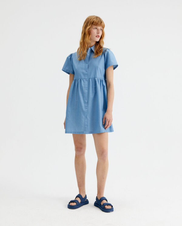 Blue shirt dress