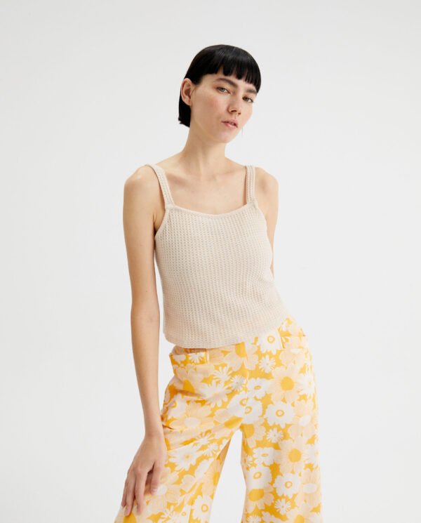Nude crochet top with fine straps