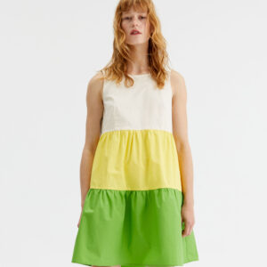 White yellow green dress