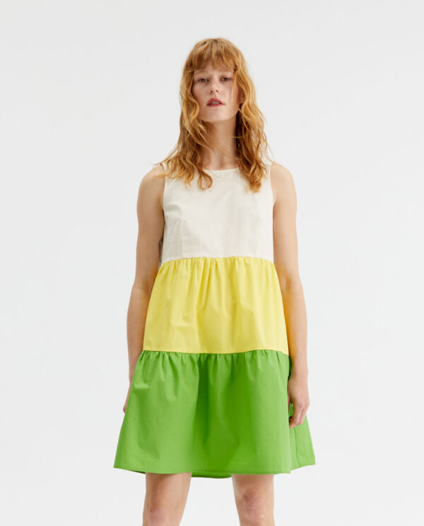 White yellow green dress