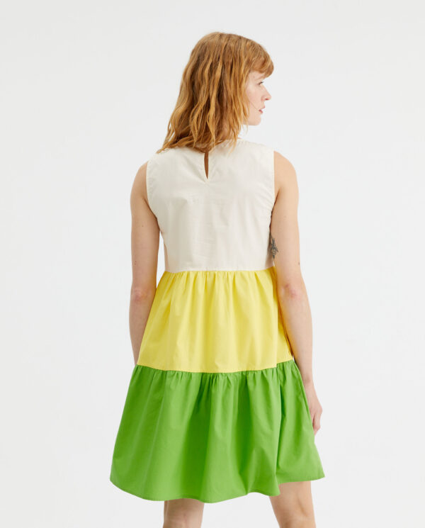 White yellow green dress
