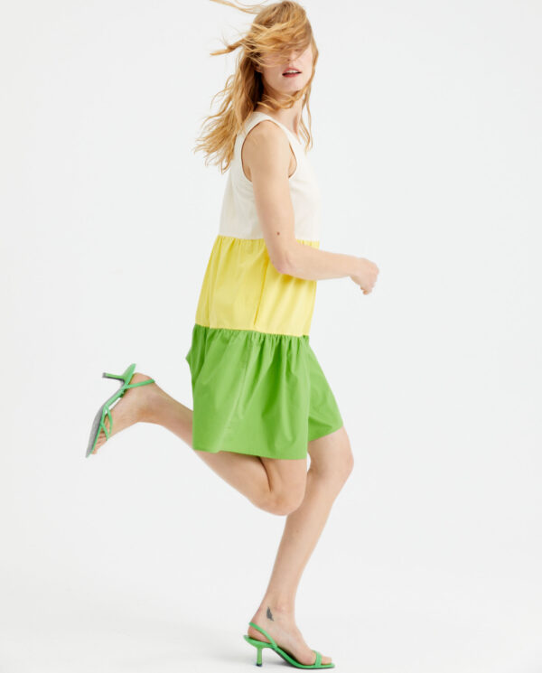 White yellow green dress