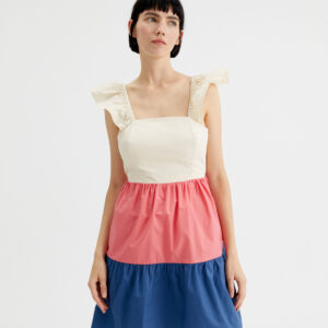 White pink blue dress