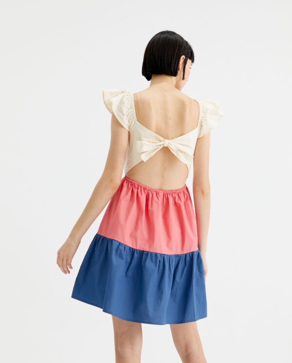 White pink blue dress