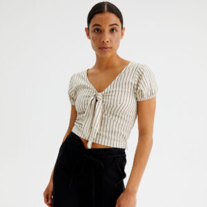 Stripe print crop top with knot