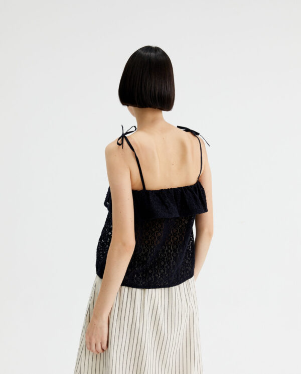 Black crochet top with tie straps