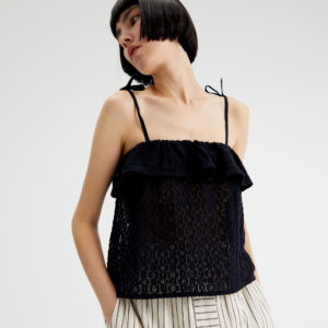Black crochet top with tie straps