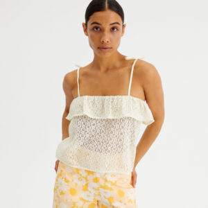 White crochet top with tie straps