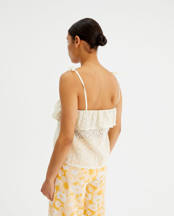 White crochet top with tie straps