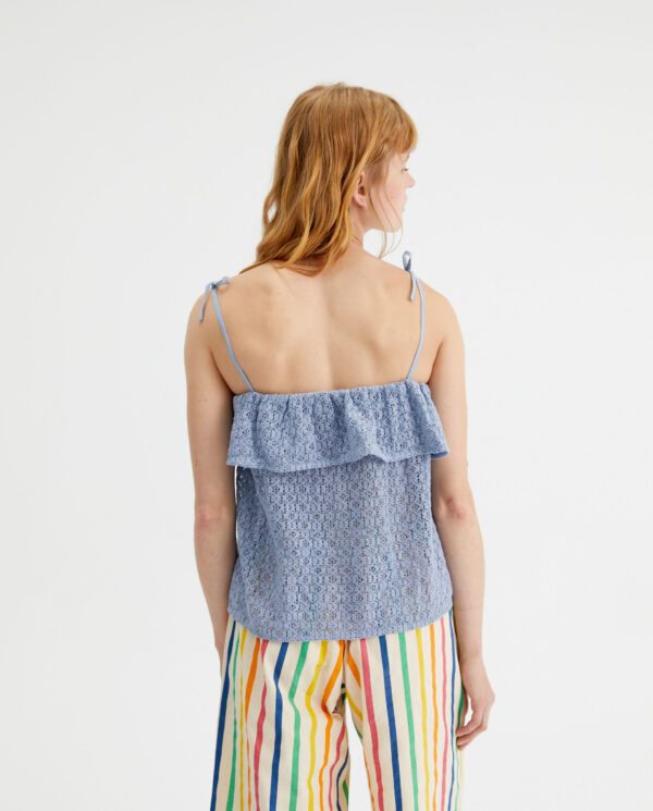 Blue crochet top with tie straps