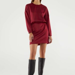 Red satin dress