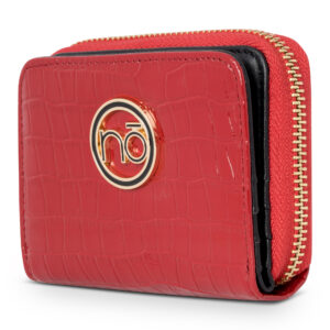 Small Nobo croco red leather wallet