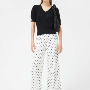 White polka dot straight jeans