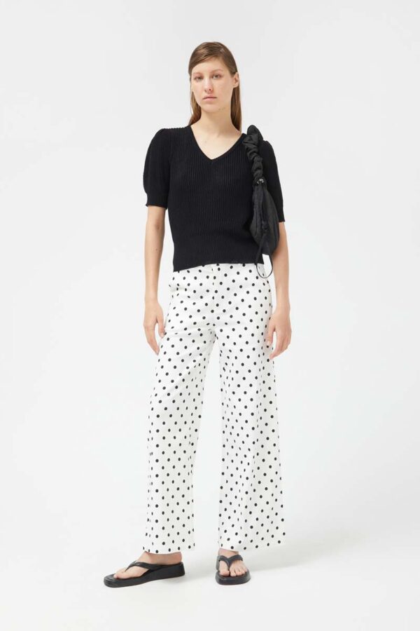 White polka dot straight jeans