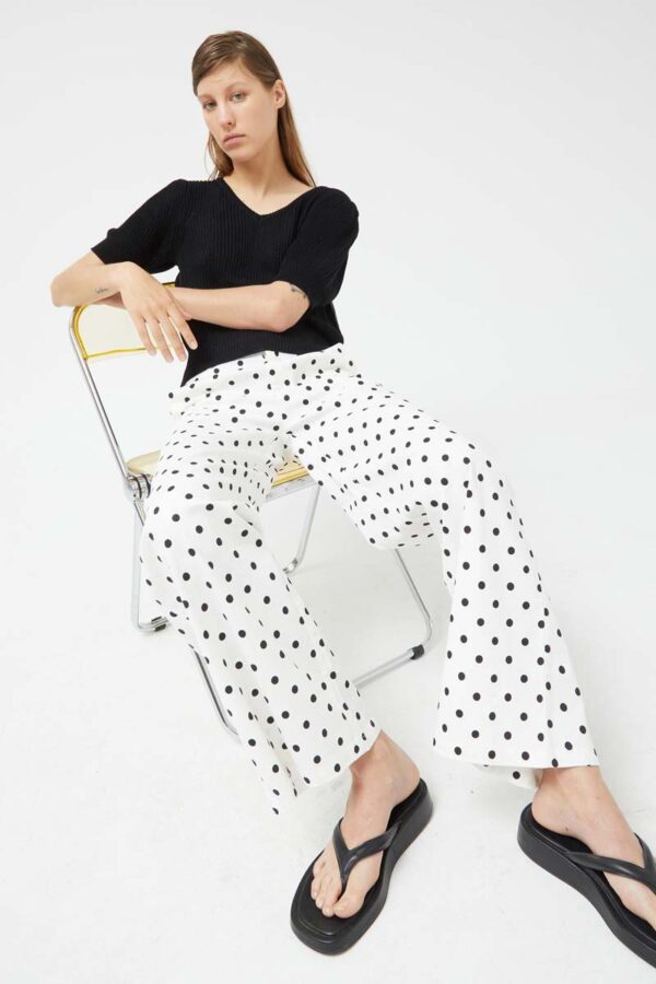 White polka dot straight jeans