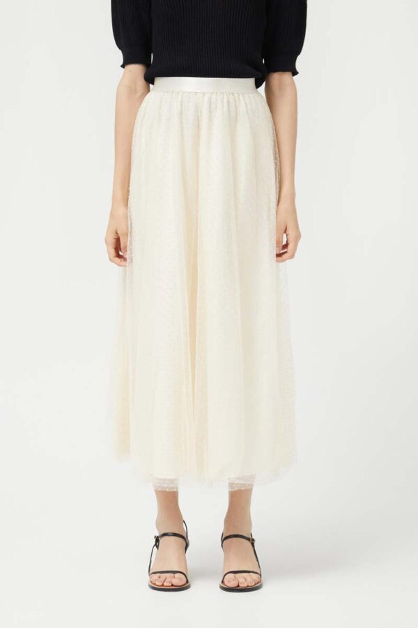 White tulle midi skirt