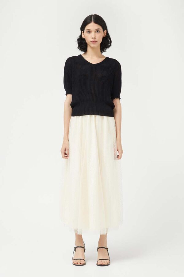 White tulle midi skirt