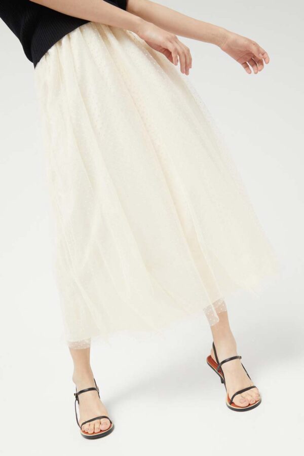 White tulle midi skirt