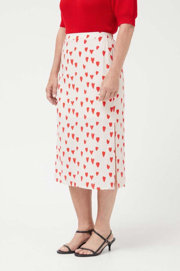 Heart print midi skirt