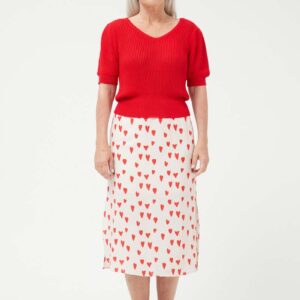 Heart print midi skirt