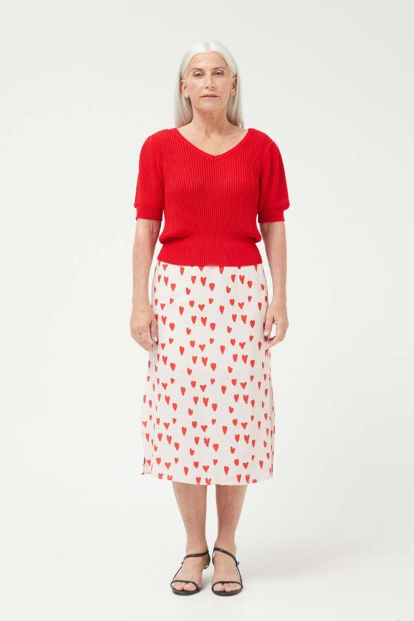 Heart print midi skirt