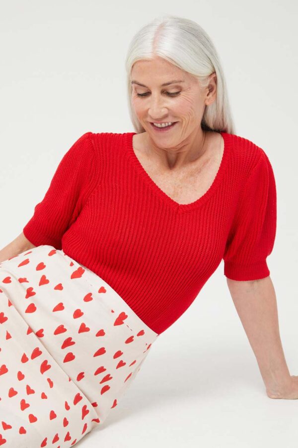 Heart print midi skirt