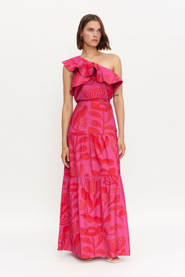 Pink floral maxi skirt