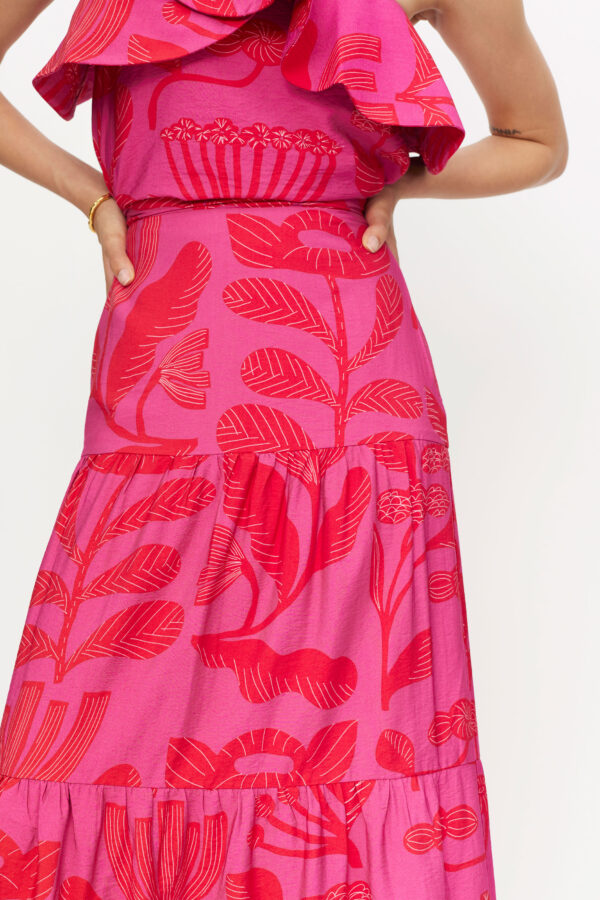 Pink floral maxi skirt