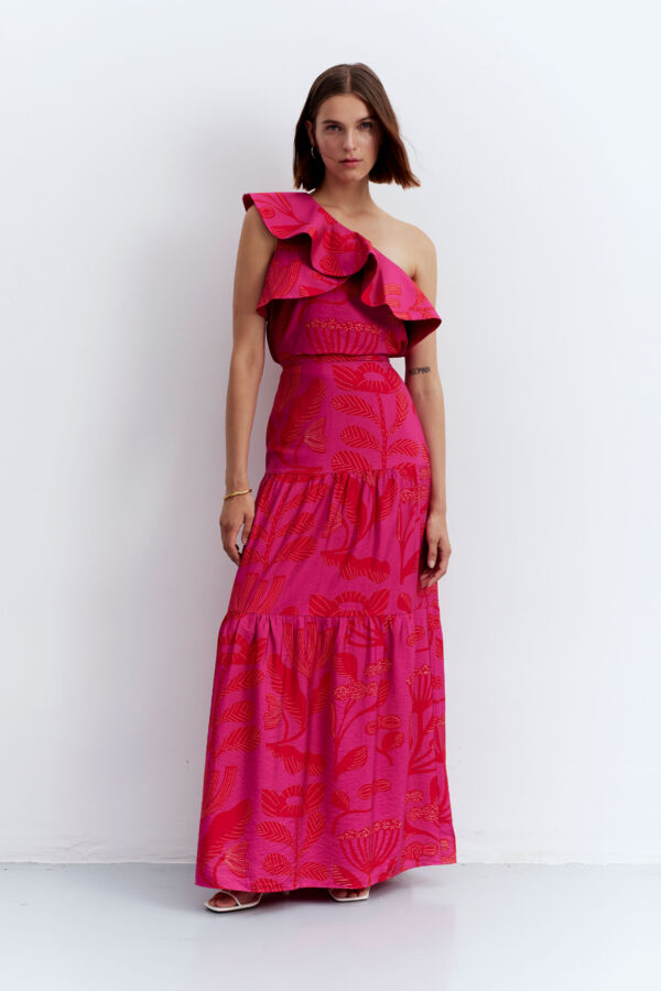 Pink floral maxi skirt