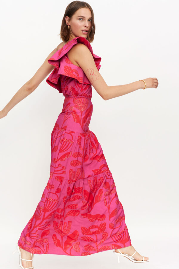 Pink floral maxi skirt