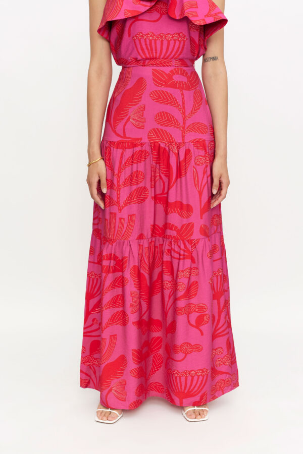 Pink floral maxi skirt
